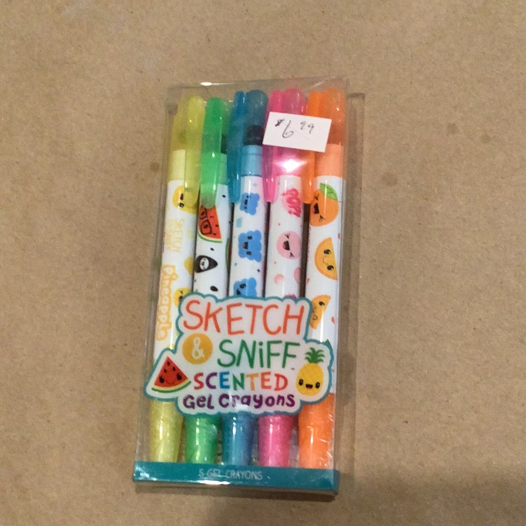 Sketch & Sniff Gel Crayons, Scented - 5 crayons